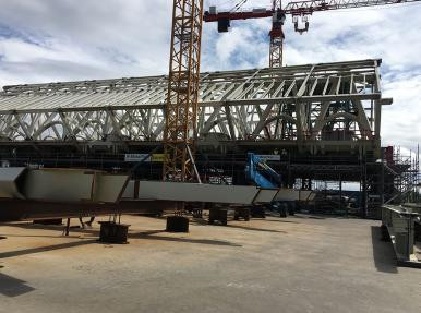 Belçika Metal / Gare De Mons tren garı 5.000 ton çelik Strand Jack ile montaj işi