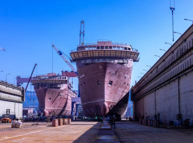 Transportation of two 6200 tons passenger ships