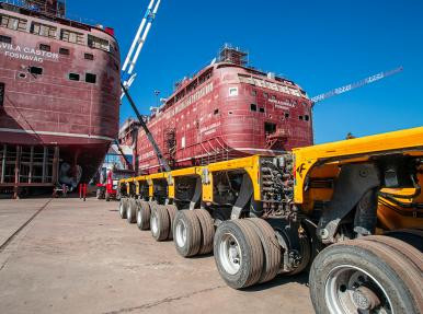 Transportation of two 6200 tons passenger ships